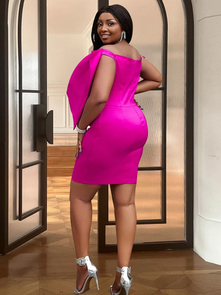 AOMEIDRESS Sexy Shiny Bow Bodycon Mini Party Dress for Women
