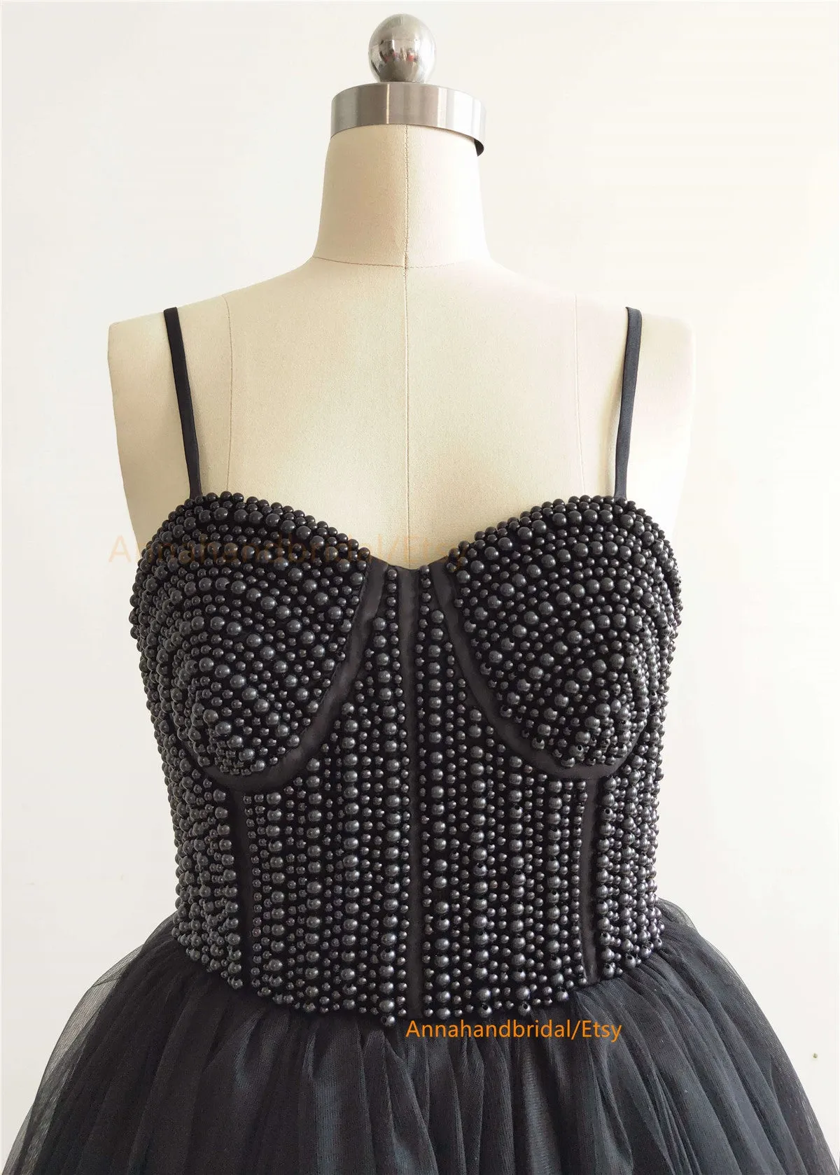 Black Pearls Bridal Dress/Prom Dress