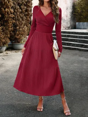 Bohemian Women's Autumn Long Sleeve V-Neck Empire Waist Dress