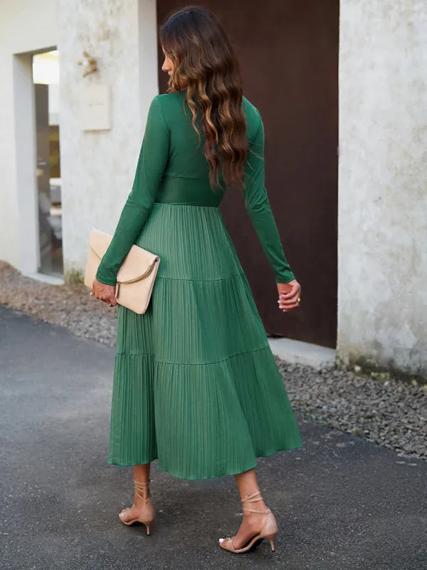 Bohemian Women's Autumn Long Sleeve V-Neck Empire Waist Dress