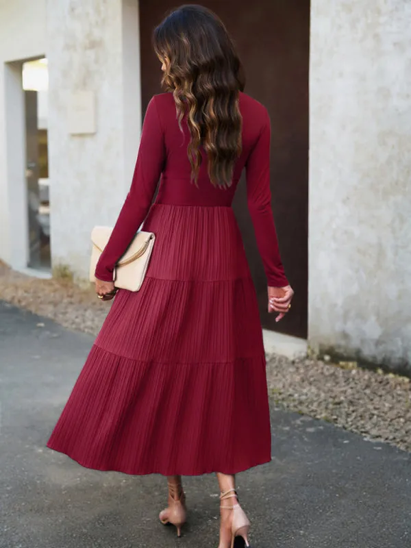 Bohemian Women's Autumn Long Sleeve V-Neck Empire Waist Dress