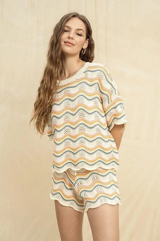 Cream and Multi knit - wide cut sweater