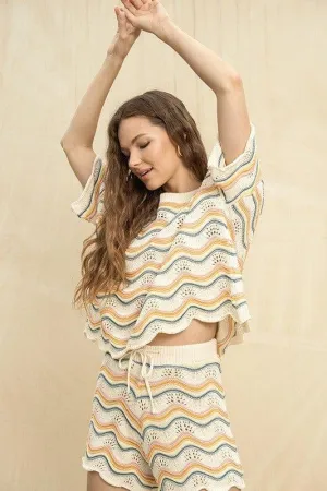 Cream and Multi knit - wide cut sweater