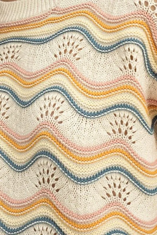 Cream and Multi knit - wide cut sweater