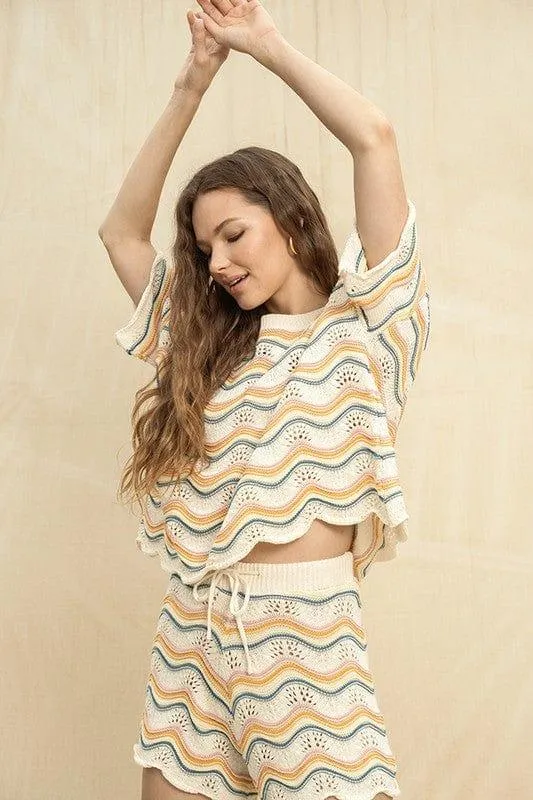 Cream and Multi knit - wide cut sweater
