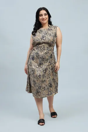 Curvy Lane Women Plus Size Adjustable Strings on Waist Midi Dress