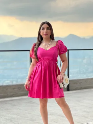 Fuschia Sweetheart Neckline Dress