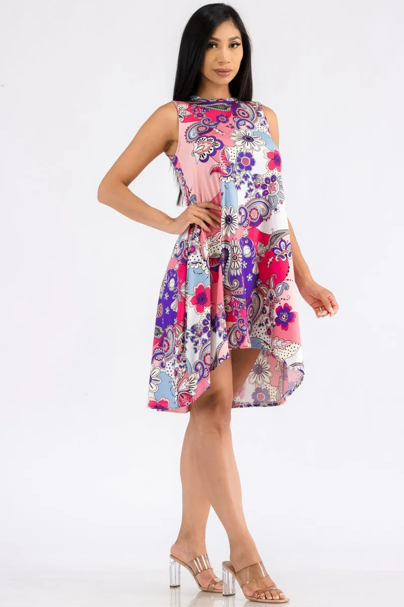 HH696R-PAISLEY - RELAXED FIT SLEEVELESS DRESS
