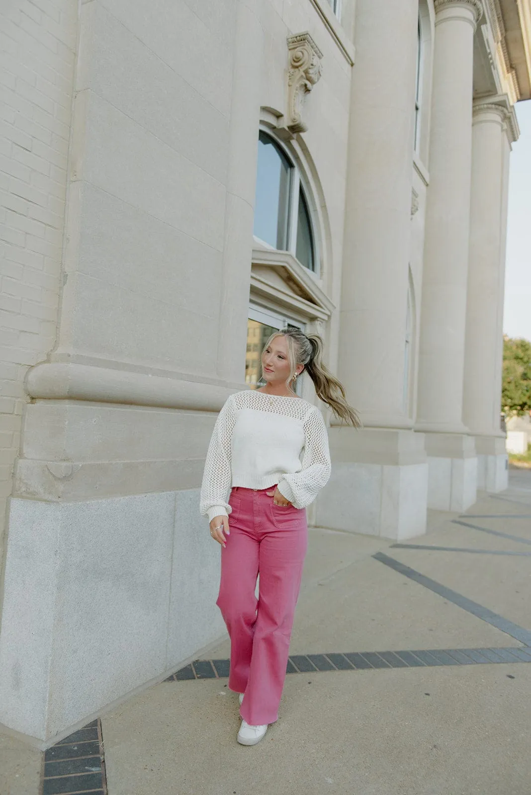 Ivory Crochet Knit Long Sleeve