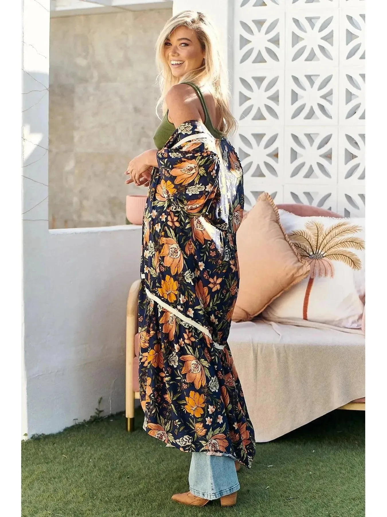 JAASE California Poppy Print Louisiana Kimono