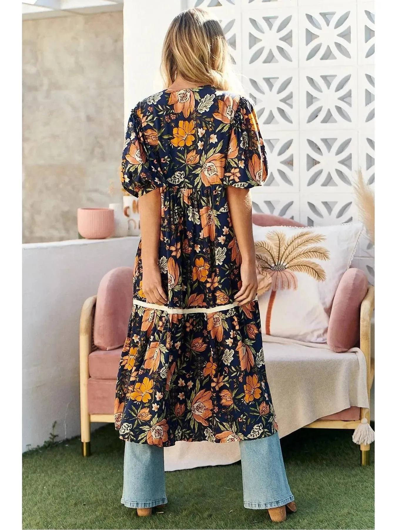 JAASE California Poppy Print Louisiana Kimono