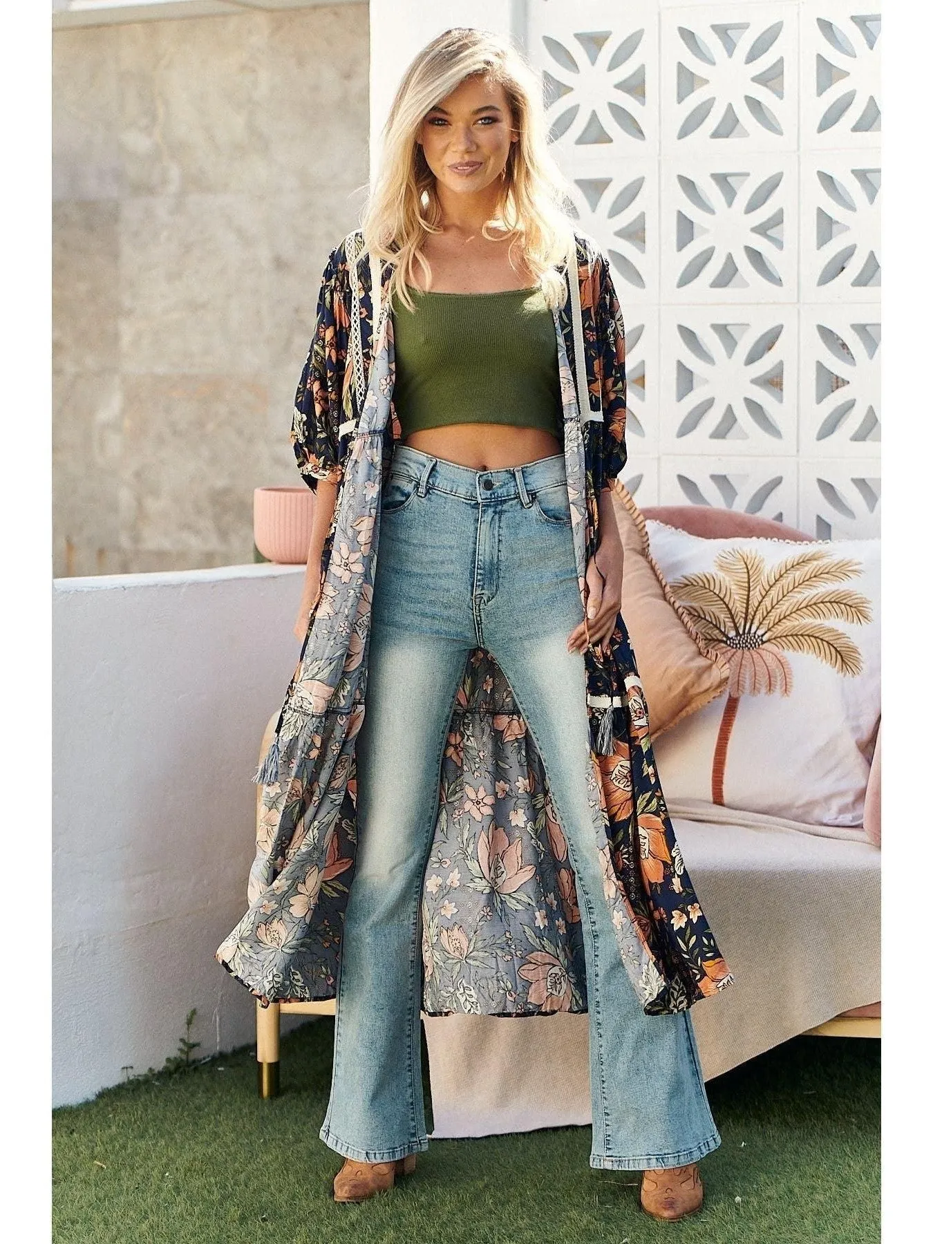 JAASE California Poppy Print Louisiana Kimono