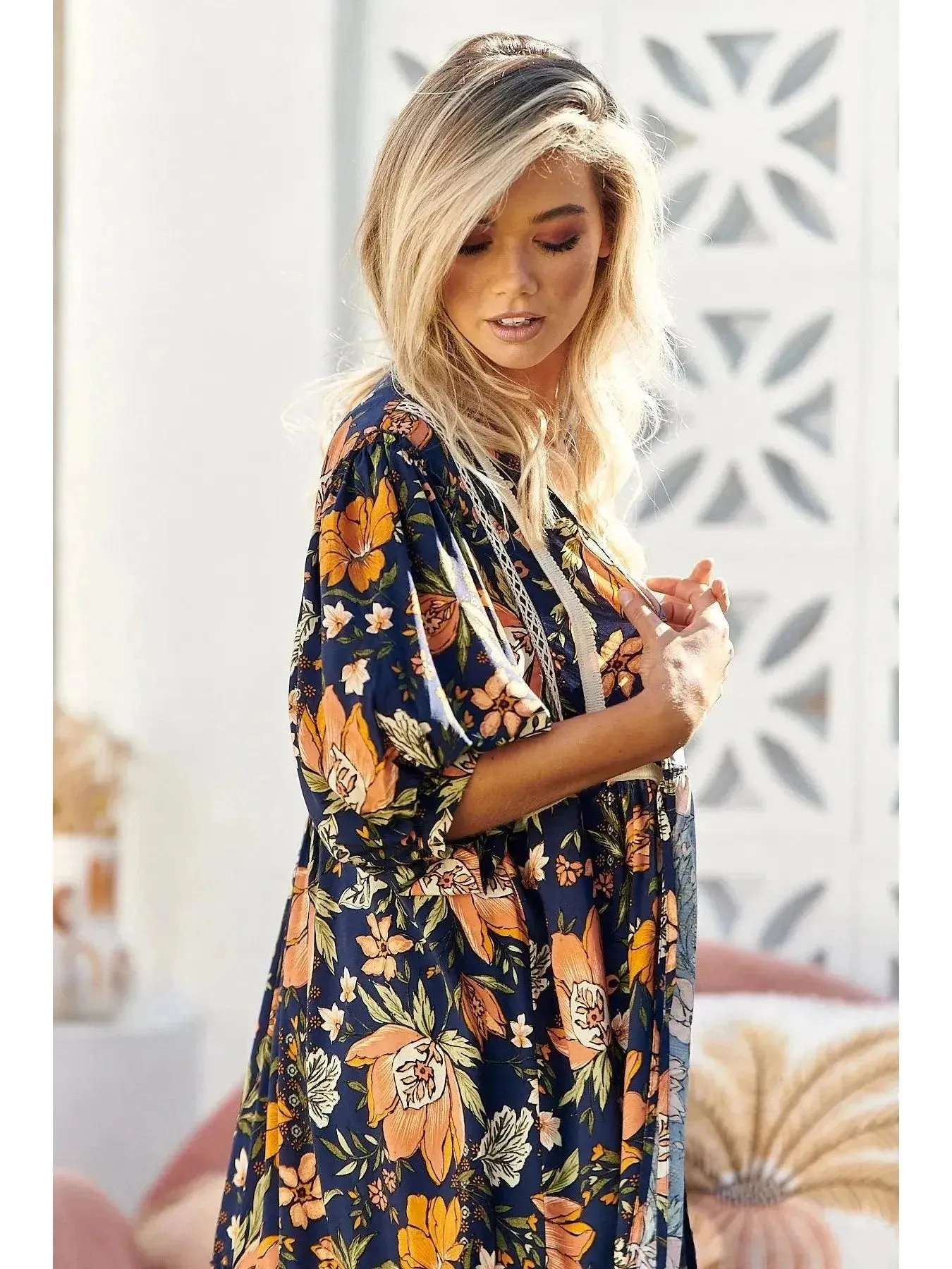 JAASE California Poppy Print Louisiana Kimono