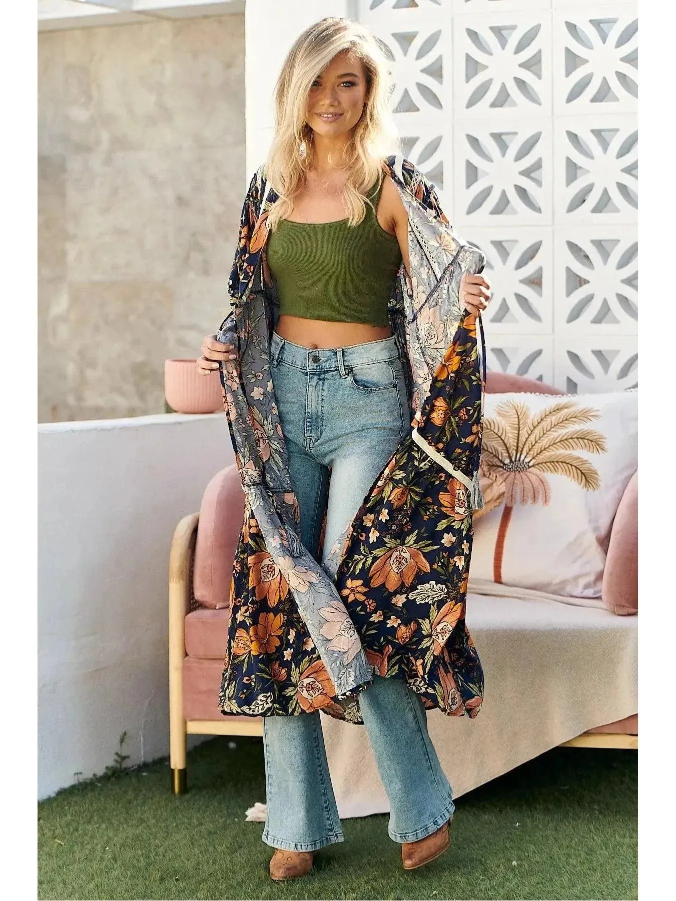 JAASE California Poppy Print Louisiana Kimono