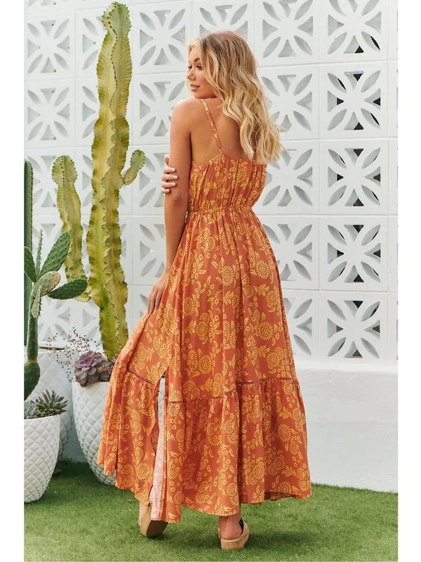 JAASE Day Dream Sun Print Avila Dress - Orange