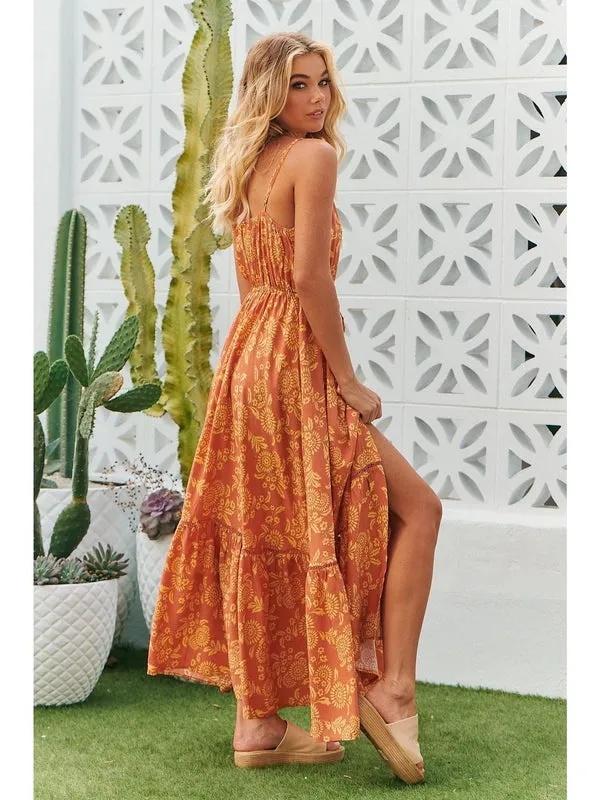 JAASE Day Dream Sun Print Avila Dress - Orange
