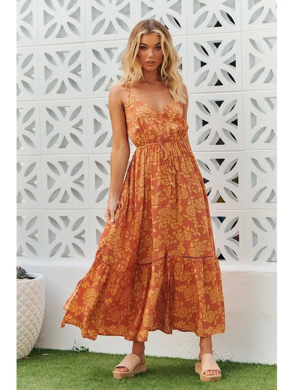 JAASE Day Dream Sun Print Avila Dress - Orange
