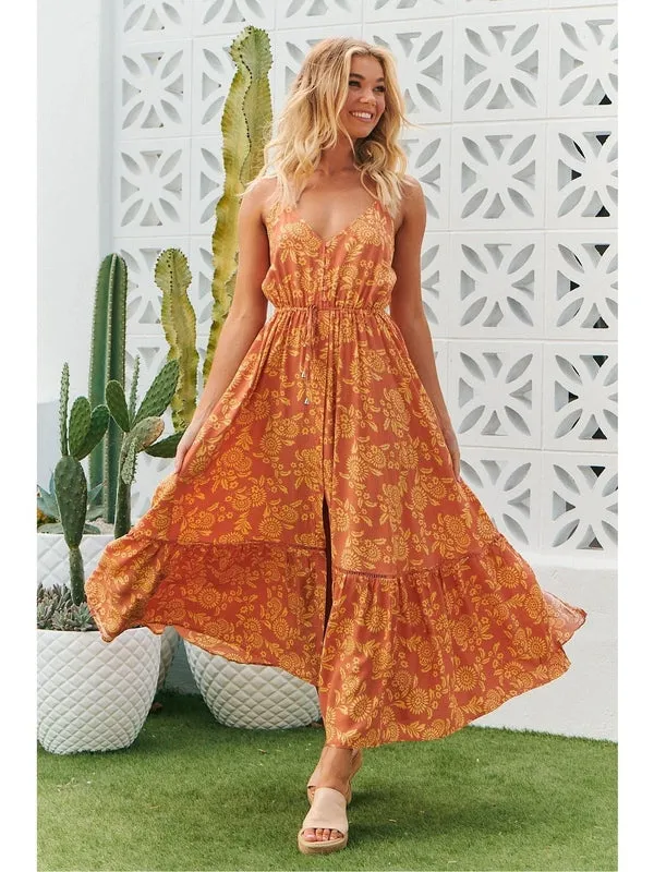 JAASE Day Dream Sun Print Avila Dress - Orange