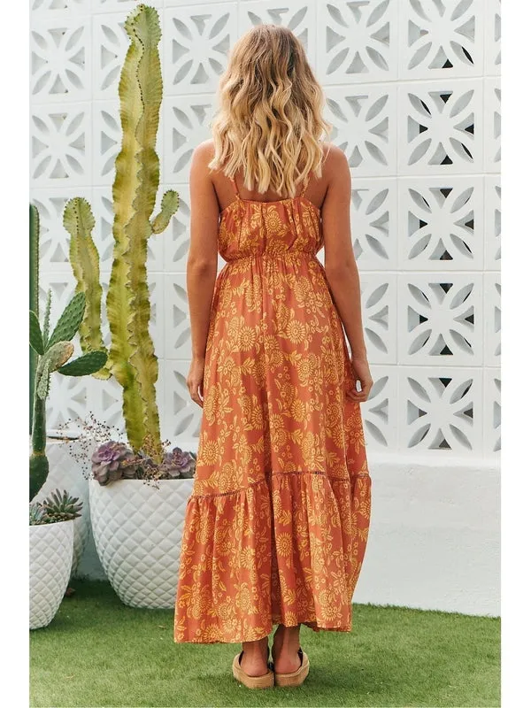 JAASE Day Dream Sun Print Avila Dress - Orange