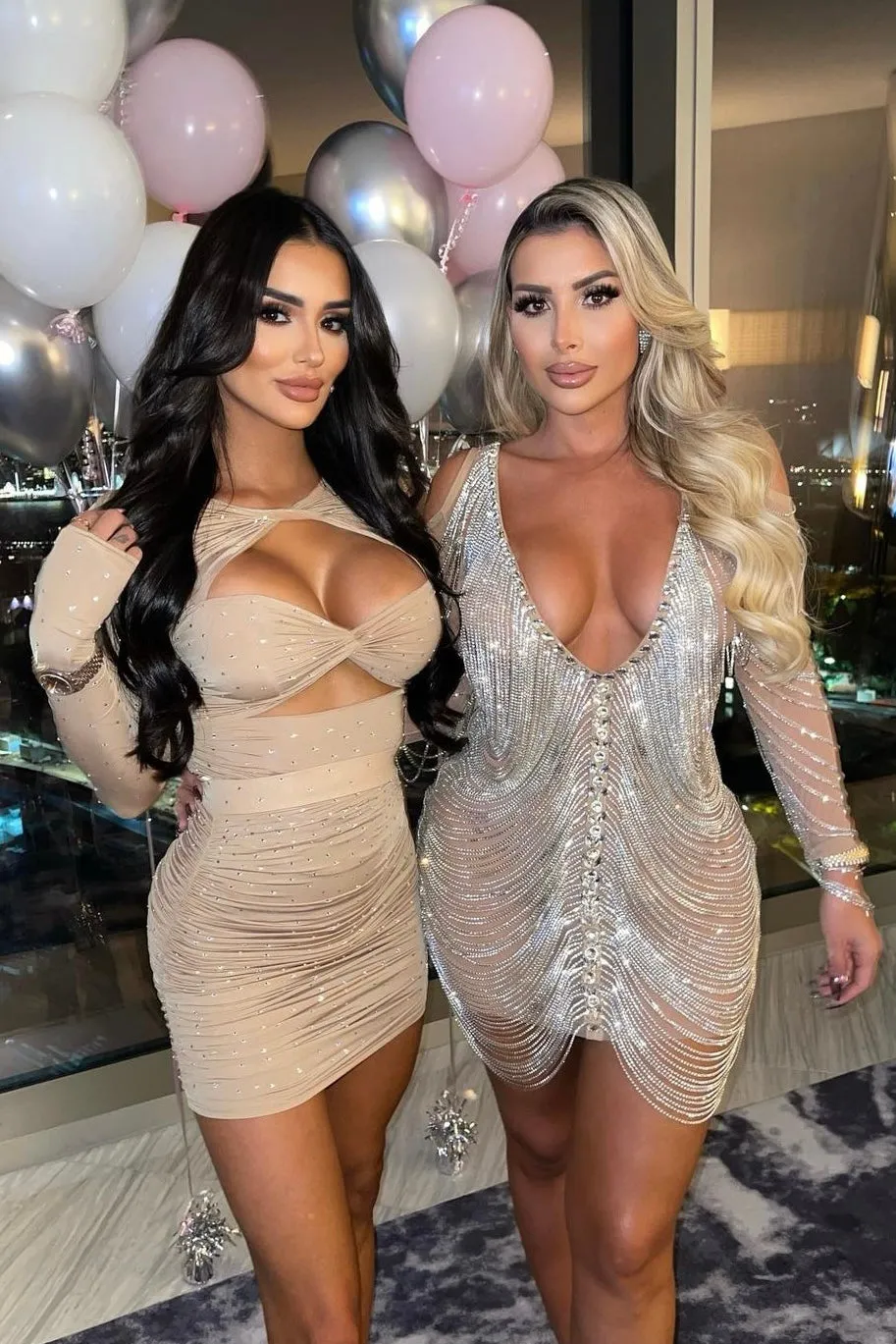 Jessica Bara Amra Crystal Fringe Long Sleeve Mini Dress As Seen On Tika Camaj