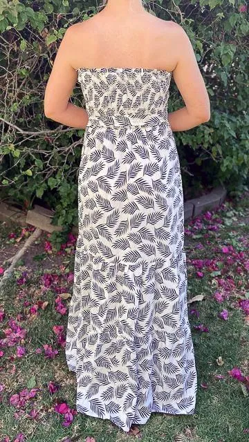 Kala Tropical Print Smocked Maxi Dress