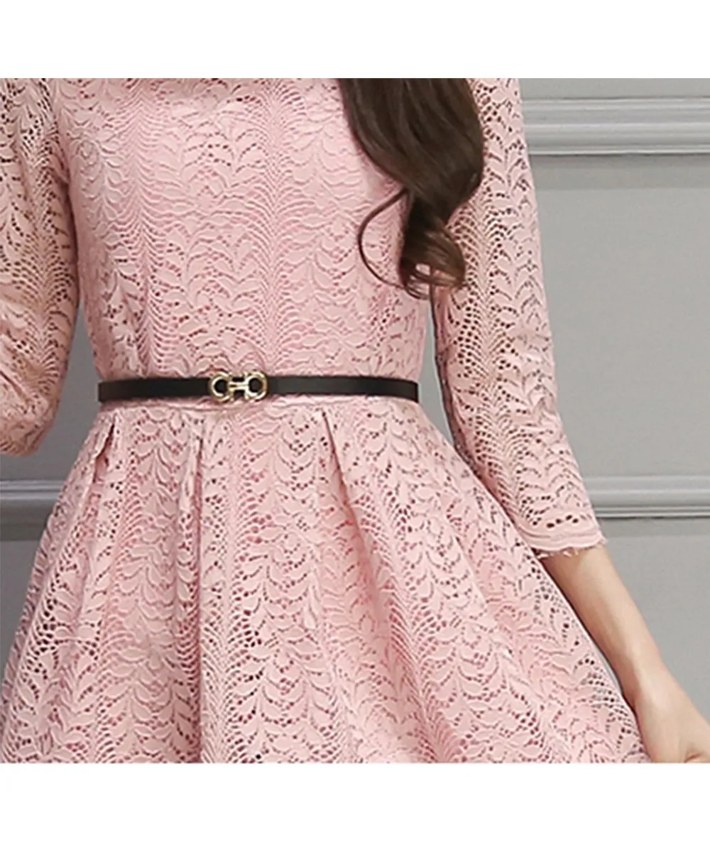 Ketty More Women Decorated Fern Leaves Lace Dress-KMWD471