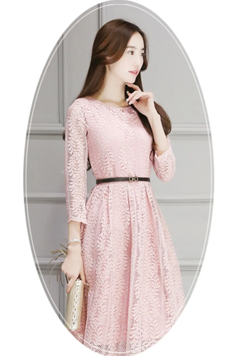 Ketty More Women Decorated Fern Leaves Lace Dress-KMWD471