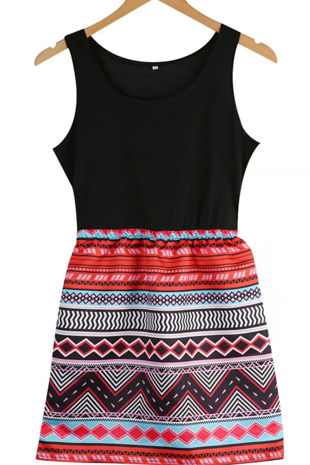 Ketty More Women Short Length Multi Printed Skirt Solid Top Empire Dress-KMWD392