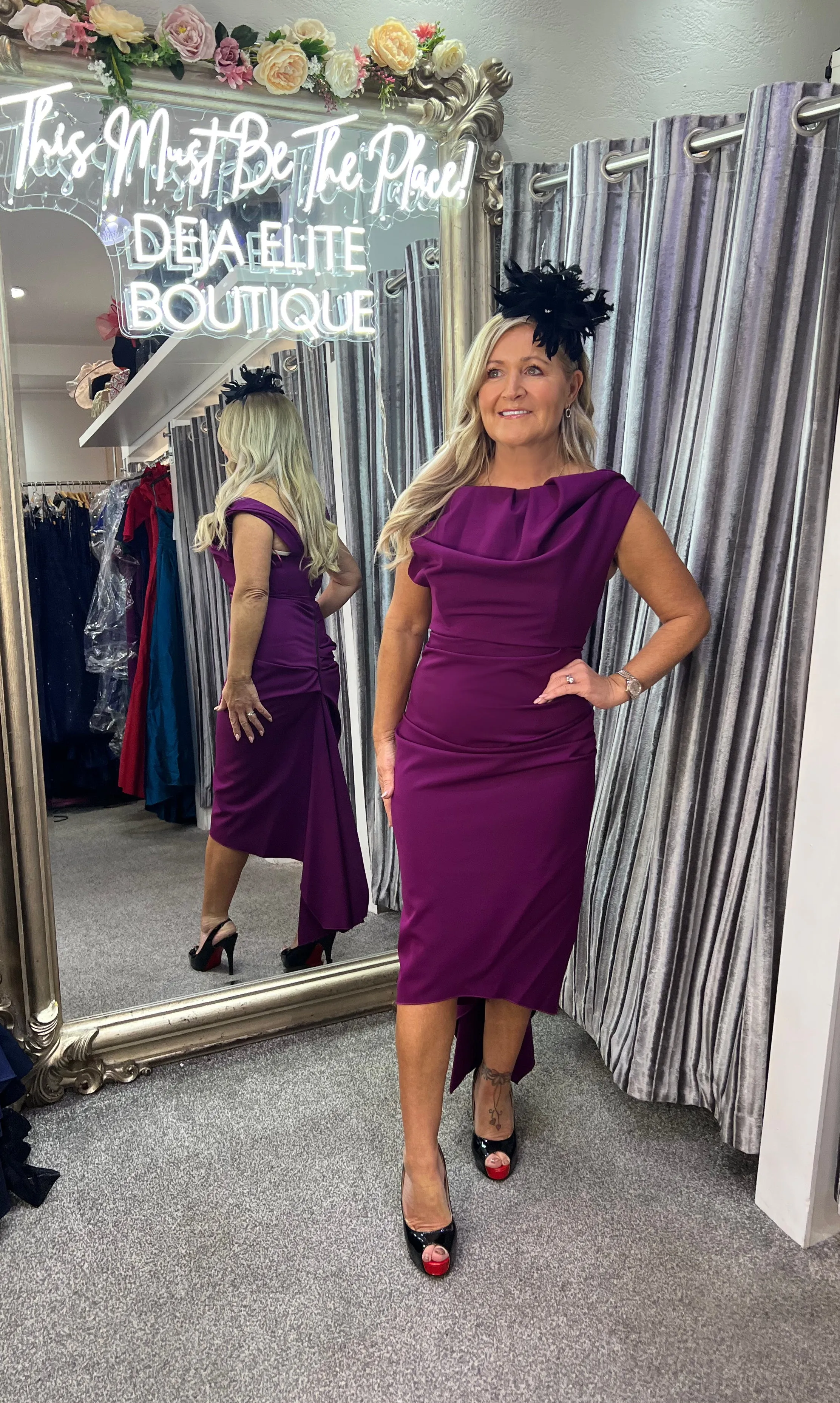 Kevan Jon Sian drape dress in mulberry