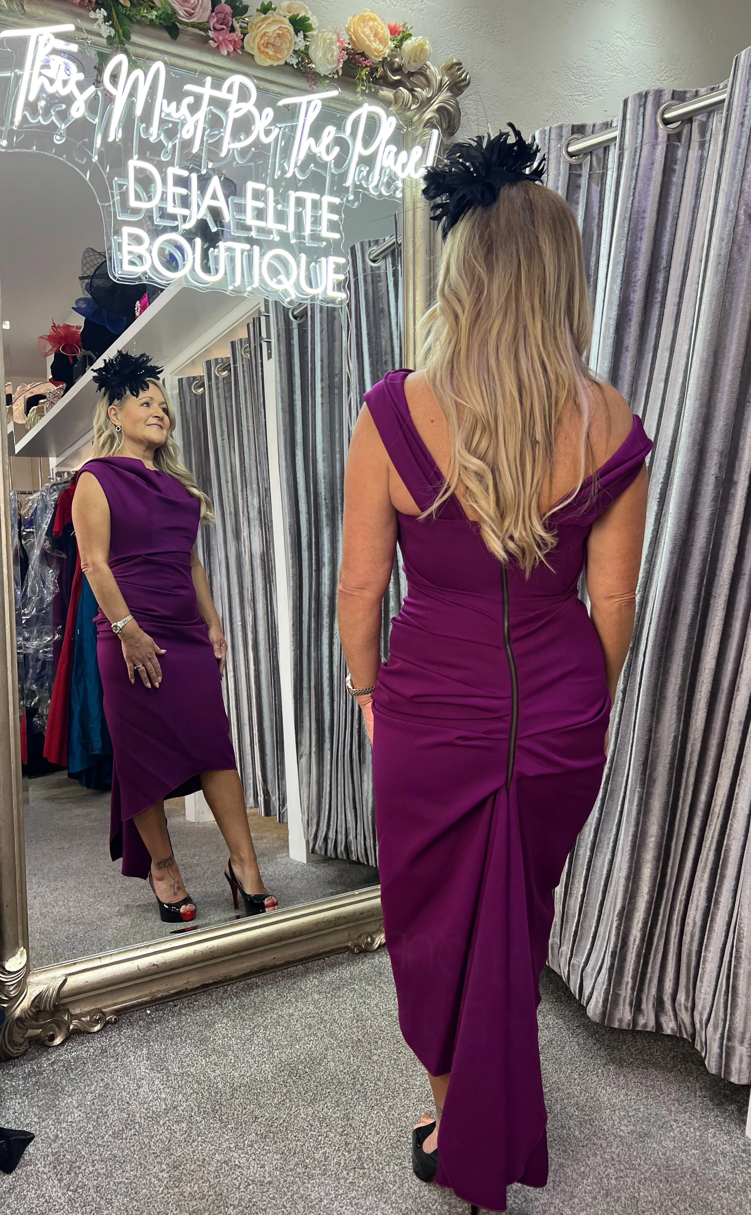 Kevan Jon Sian drape dress in mulberry