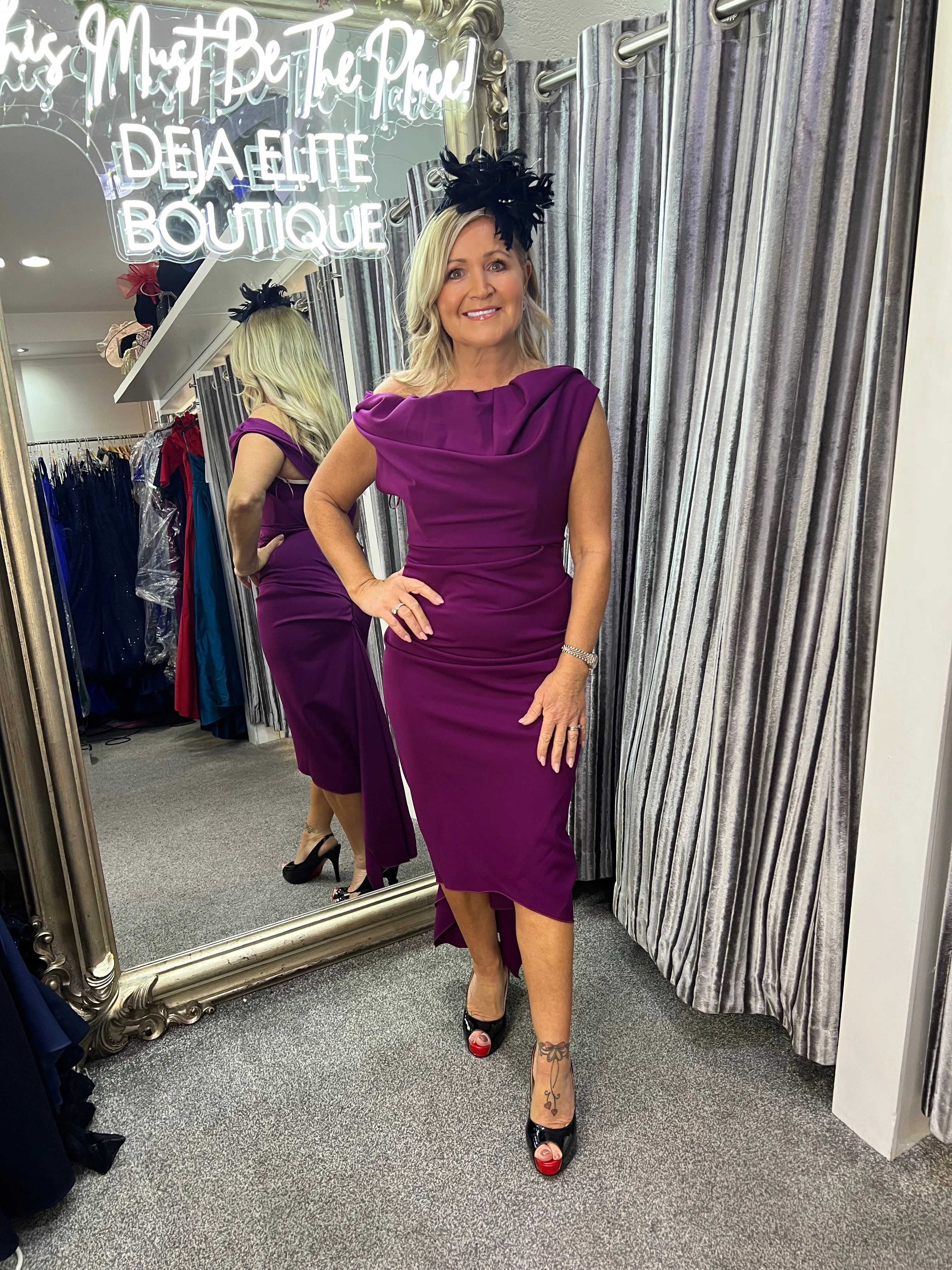 Kevan Jon Sian drape dress in mulberry