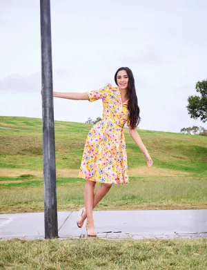 Kylie 'Lemon Tigerlily' Limited Edition Cotton Silk Shirtdress