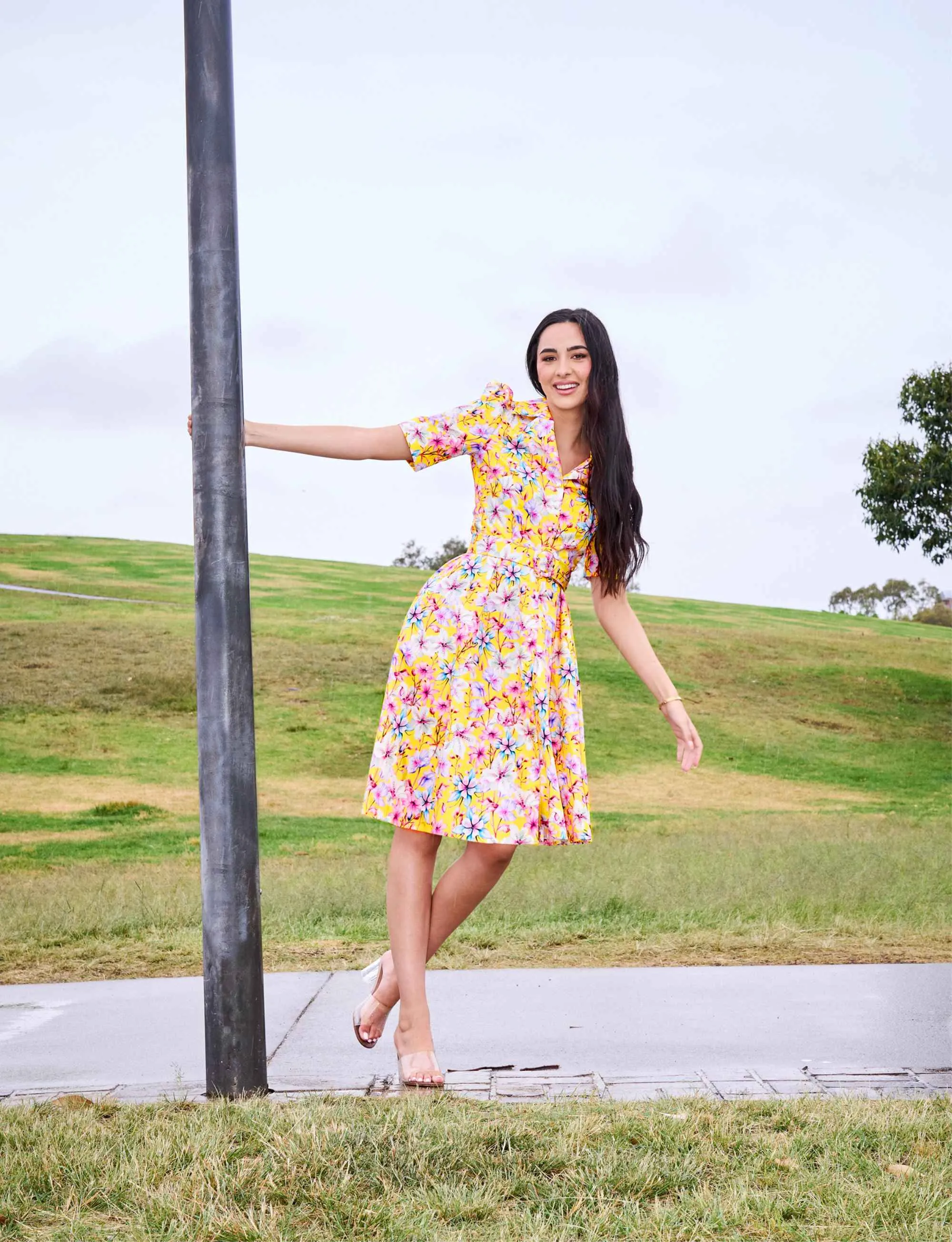 Kylie 'Lemon Tigerlily' Limited Edition Cotton Silk Shirtdress