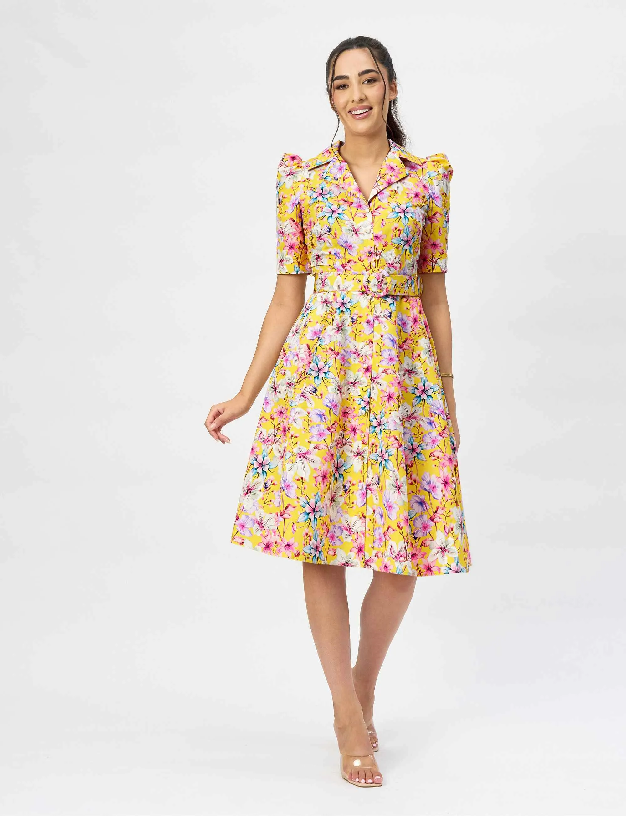 Kylie 'Lemon Tigerlily' Limited Edition Cotton Silk Shirtdress