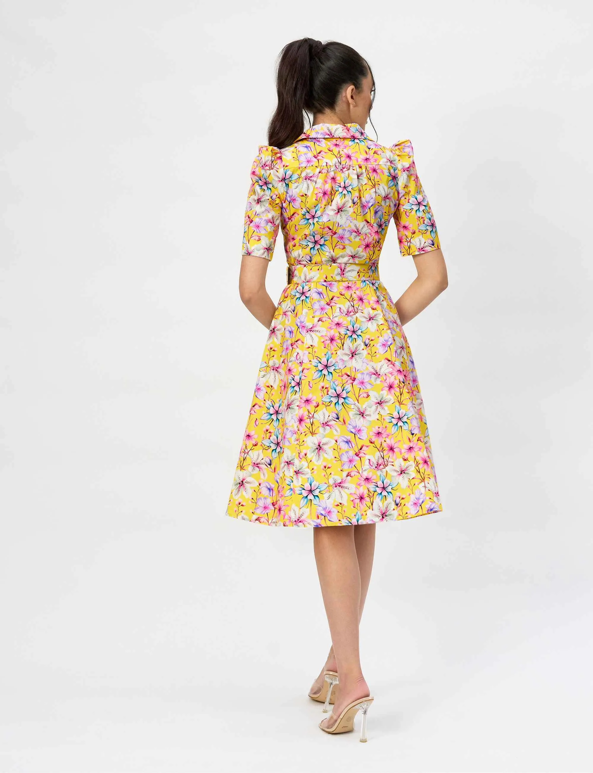 Kylie 'Lemon Tigerlily' Limited Edition Cotton Silk Shirtdress