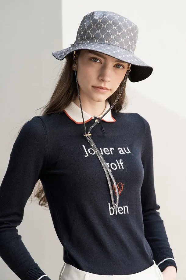 LETTERING T-COLLAR KNIT