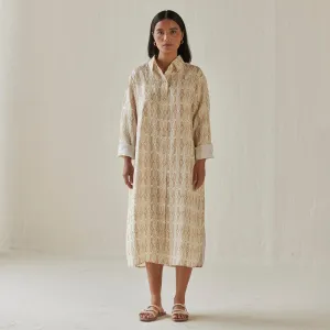 Linen Dress For Women | Shirt Style | Watercolour Print | Yellow