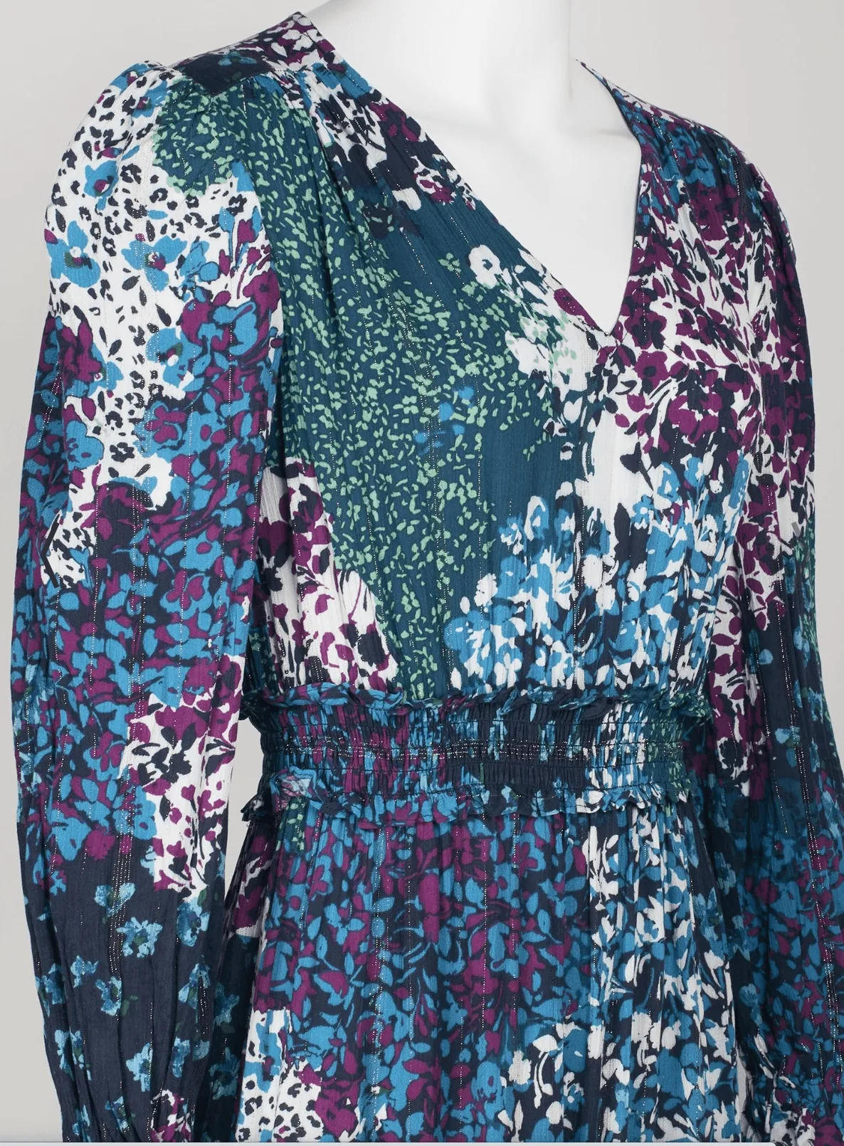 London Times V Neck Teal Long Sleeve Dress