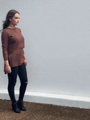 Madison The Label Hana Overlay Knit Top - CHOCOLATE *new*