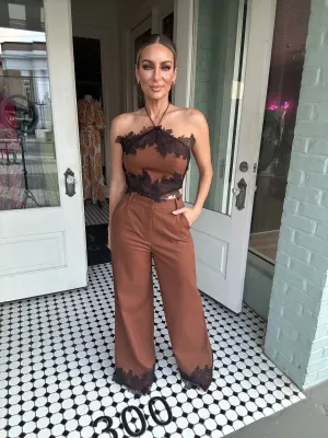 Nova Lace Trim Hem Wide Leg Pants