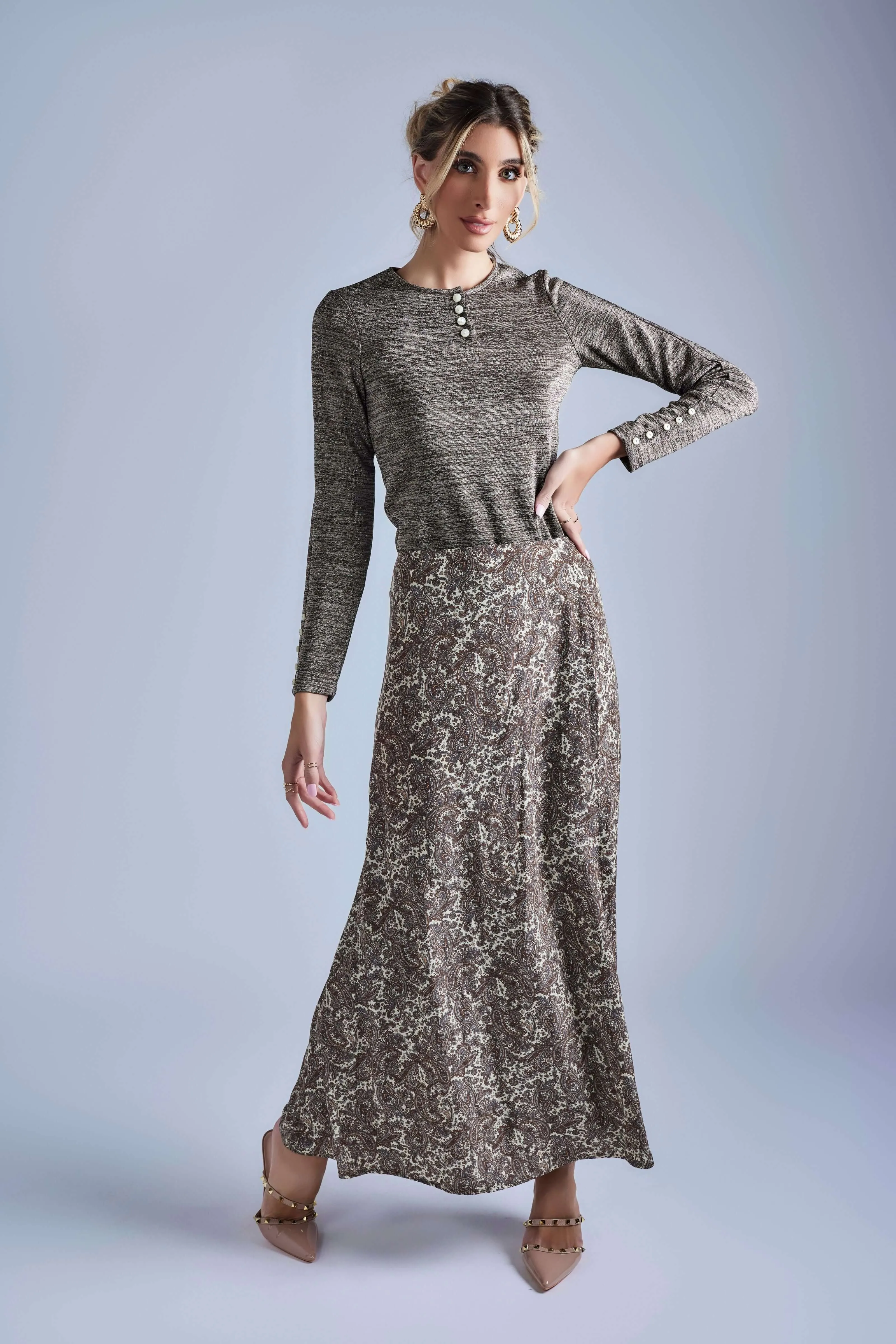 Paisley Maxi Trumpet Skirt