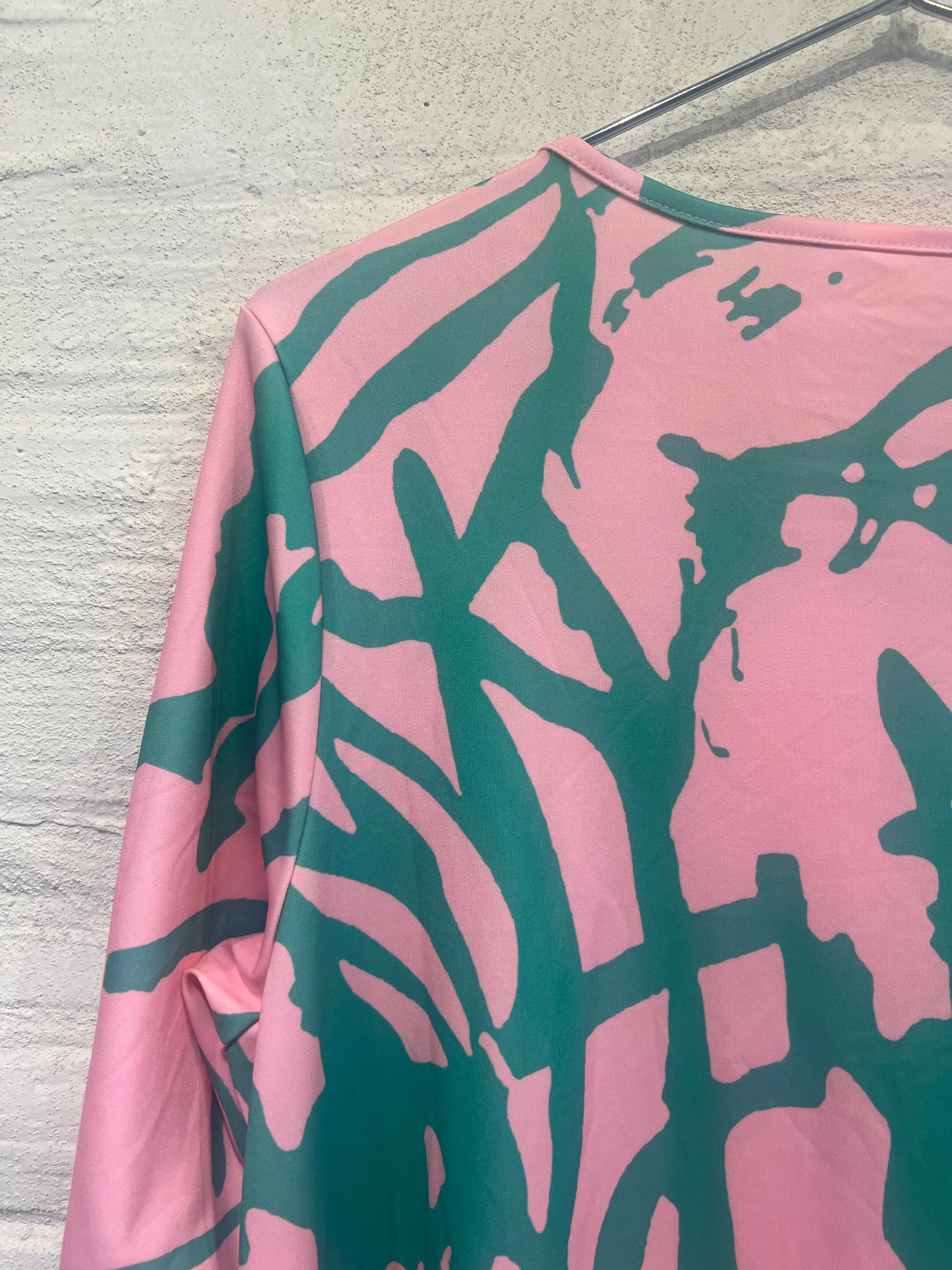 Pink and green long sleeve dress - Vintage/Used