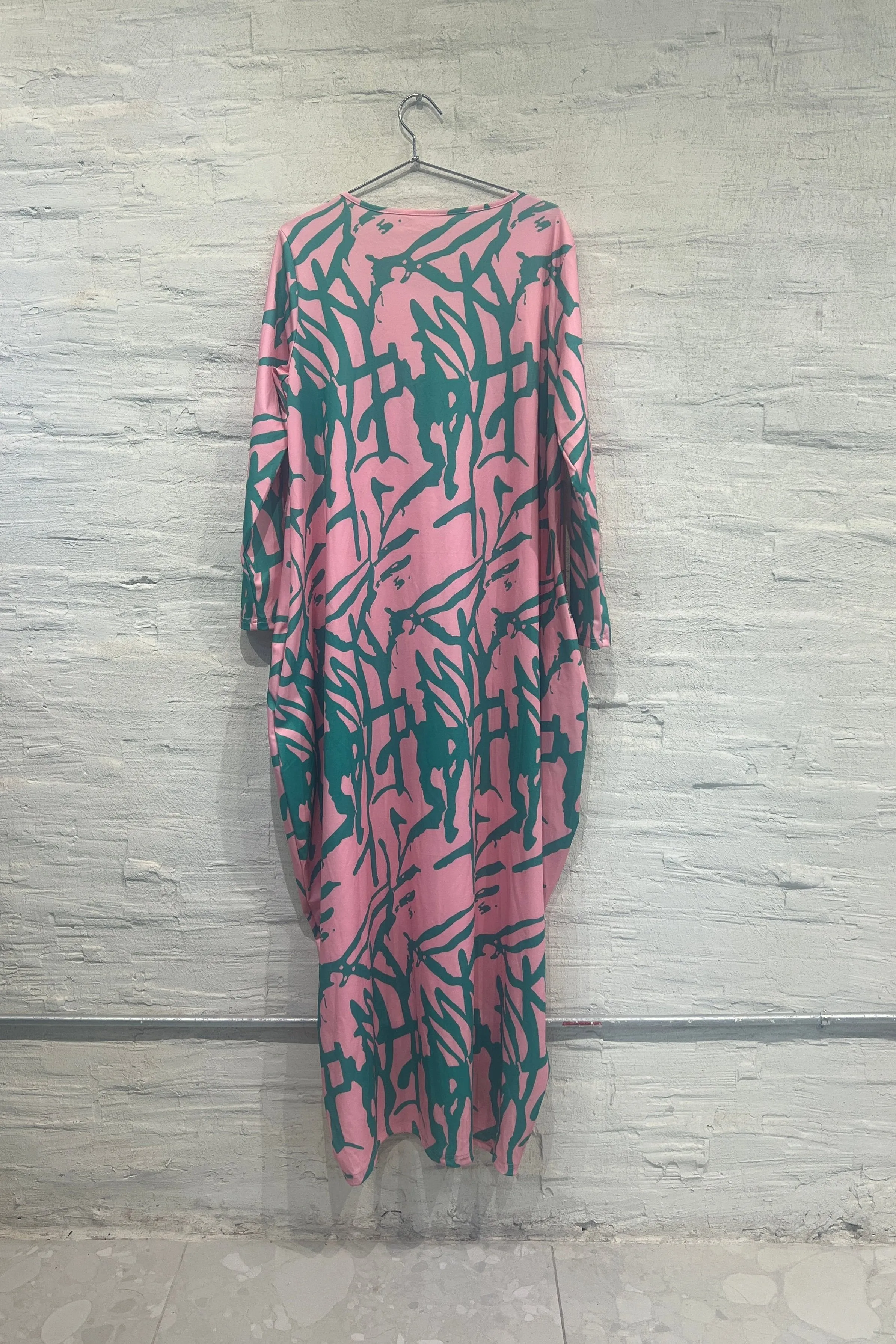 Pink and green long sleeve dress - Vintage/Used