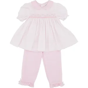 Pink Dot Smocked Pants Set