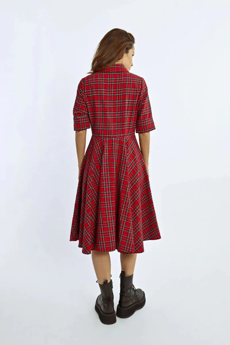 Red Plaid Shirt Dress