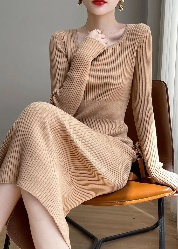 Scoop neck Long Sleeve Knit Dress