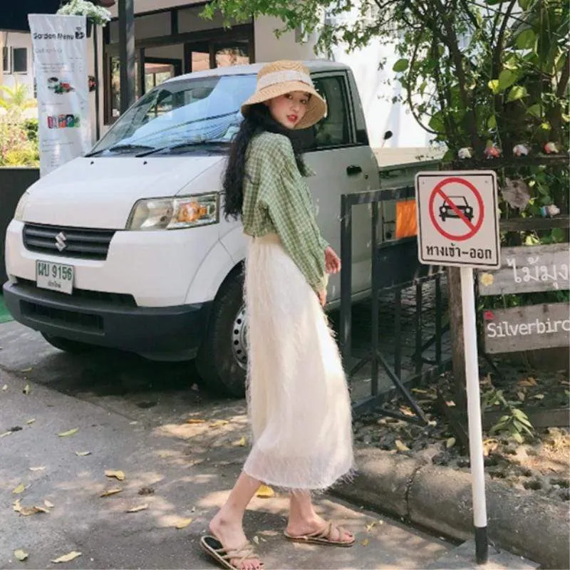 Tassel High-waisted Mesh Maxi Skirt