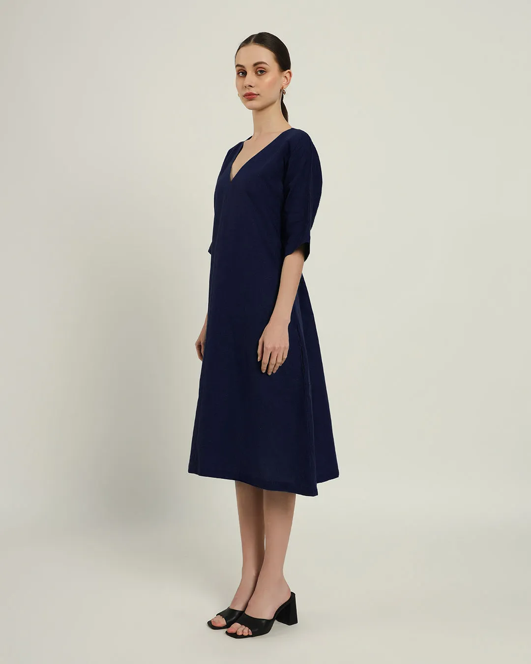 The Mildura Daisy Midnight Blue Linen Dress