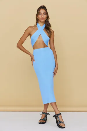 Tropical City Maxi Skirt Blue