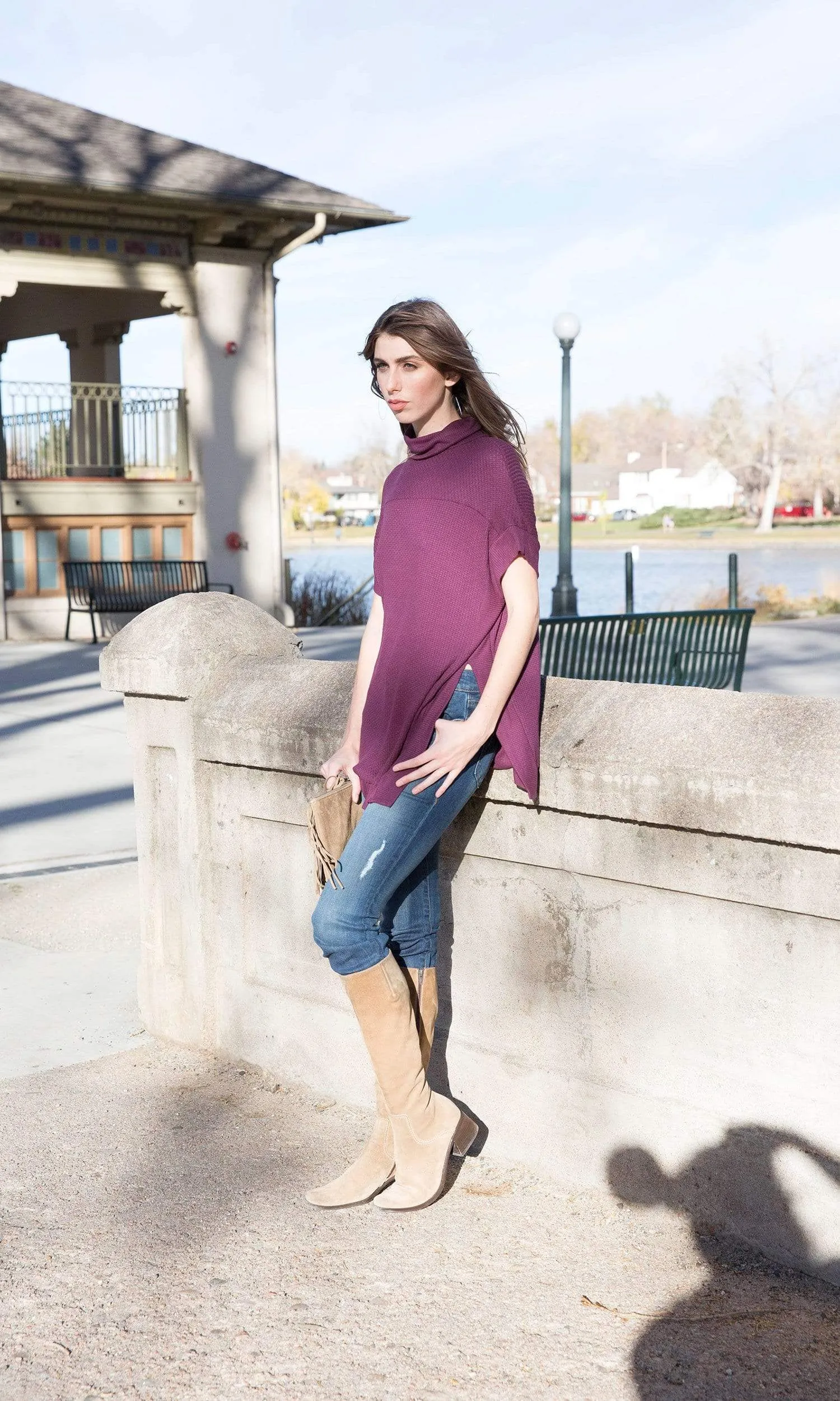Velvet by Graham & Spencer Josephine Thermal Knit Turtleneck Top
